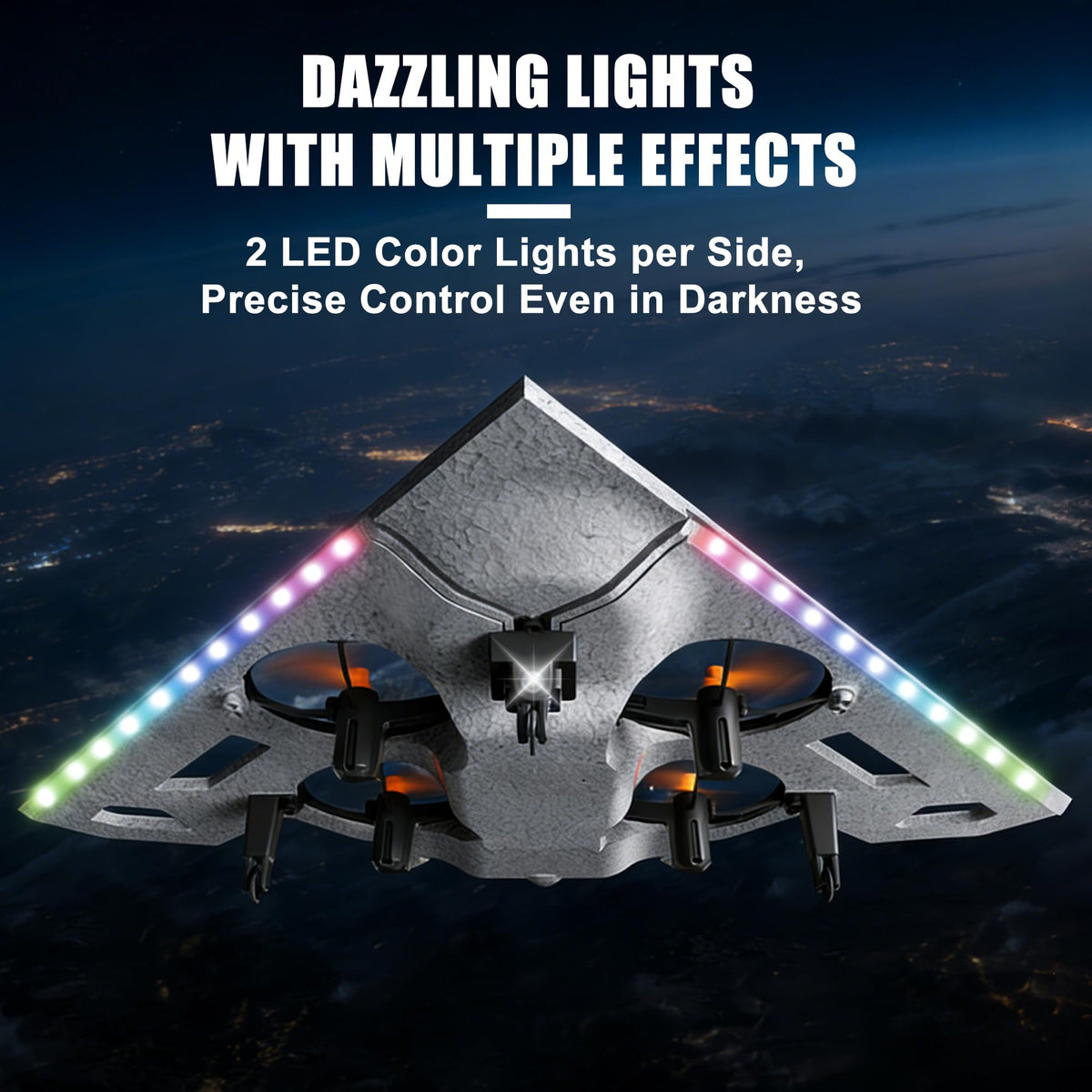 Virellia 3-in-1 RC Drone for Land Sea Air, H20 Remote Control Bomber RC Airplane with Cool Lights, 360° Flip, 3 Driving Mode and Collision Protection, Foam RC Drone Toy Gift for Boy Girl, Silver