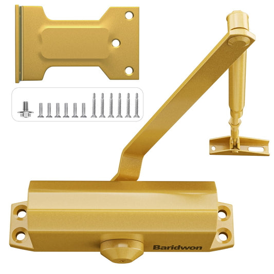 Baridwon Dullgolden Hydraulic Door Closer Medium Size, Automatic No Slam for Home & Commercial Use