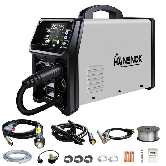 200A Aluminum Pulsed MIG Welder,5 in 1 Welder Machine Pulse MIG/Gas MIG/Gasless Flux Core MIG/Stick/Lift TIG/110v/220v Dual Voltage Large LED Display with 2T/4T Synergic Multiprocess Welding Machine