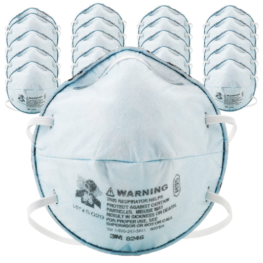 3M Particulate Respirator 8246, Pack of 20, R95, NIOSH APPROVED, with Nuisance Level Acid Gas Relief, Carbon Filter Layer, AG Reduction, Disposable
