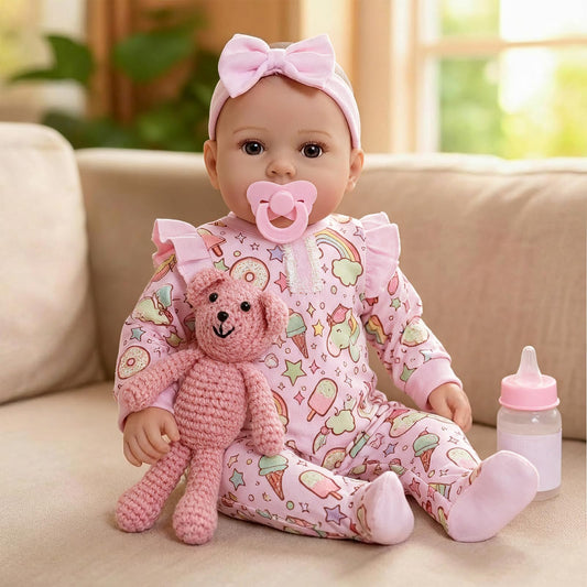 GOAROY Baby Dolls, 17 Inches Large Realistic Baby Doll with Cute Soft Body, Real Life Baby Dolls Girl, with Bottles & Pacifier, Diapers and Bibs, Gift Idea for Ages 3+