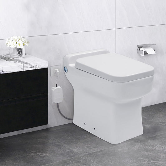 600W Macerating One Piece Toilet,4/5HP Remote Control Macerator Toilet with Pump Built Into the Base,Connect the sink AC110V 0.75/1 GPF with High Efficiency Flush for Small Space,Glossy White