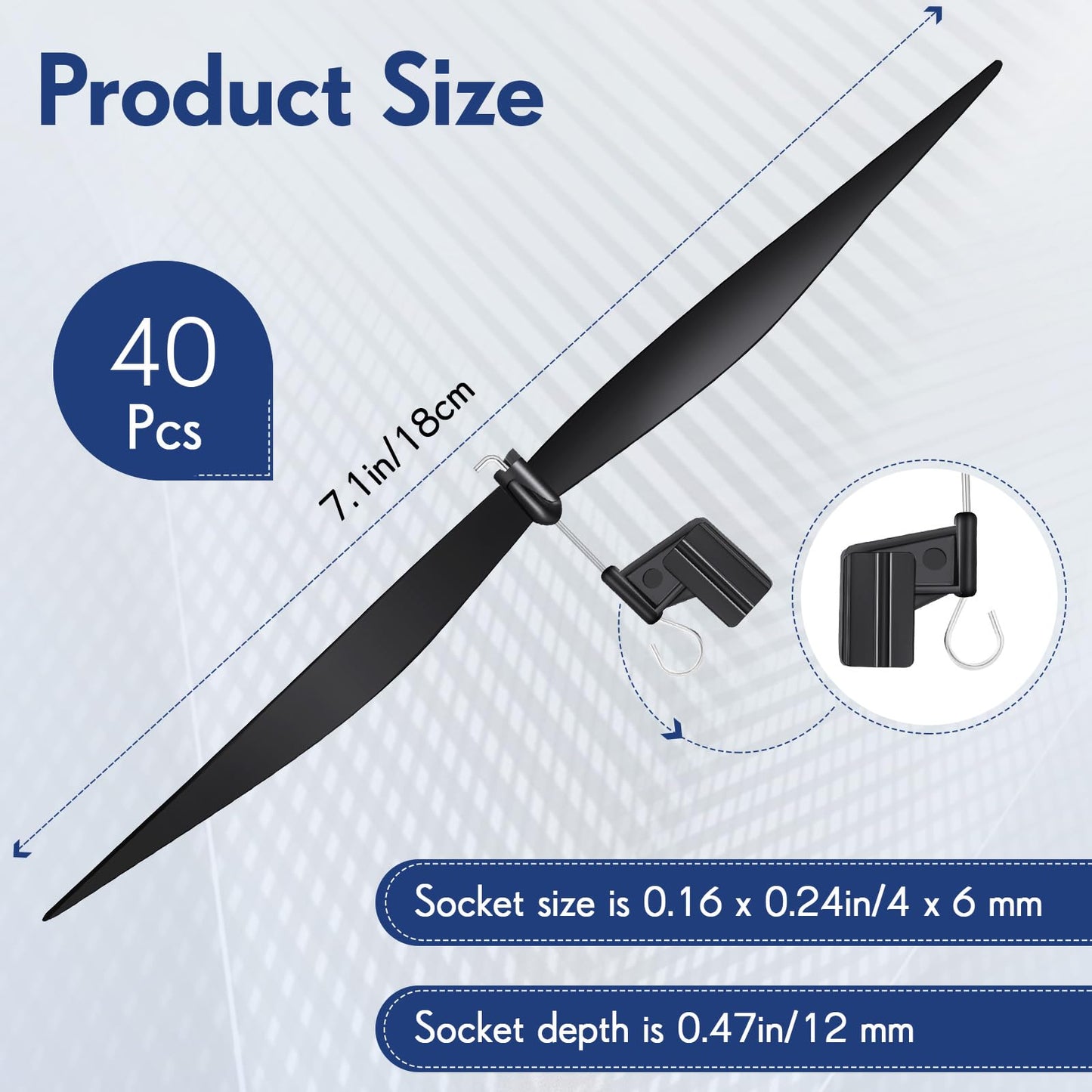 Libima 40 Pcs Plastic Propeller for STEM Activities Fold Resistant Propeller Blades with Rubber Band Hooks for Airplanes and Helicopters from Research Institution, 7.1 Inches(Black)