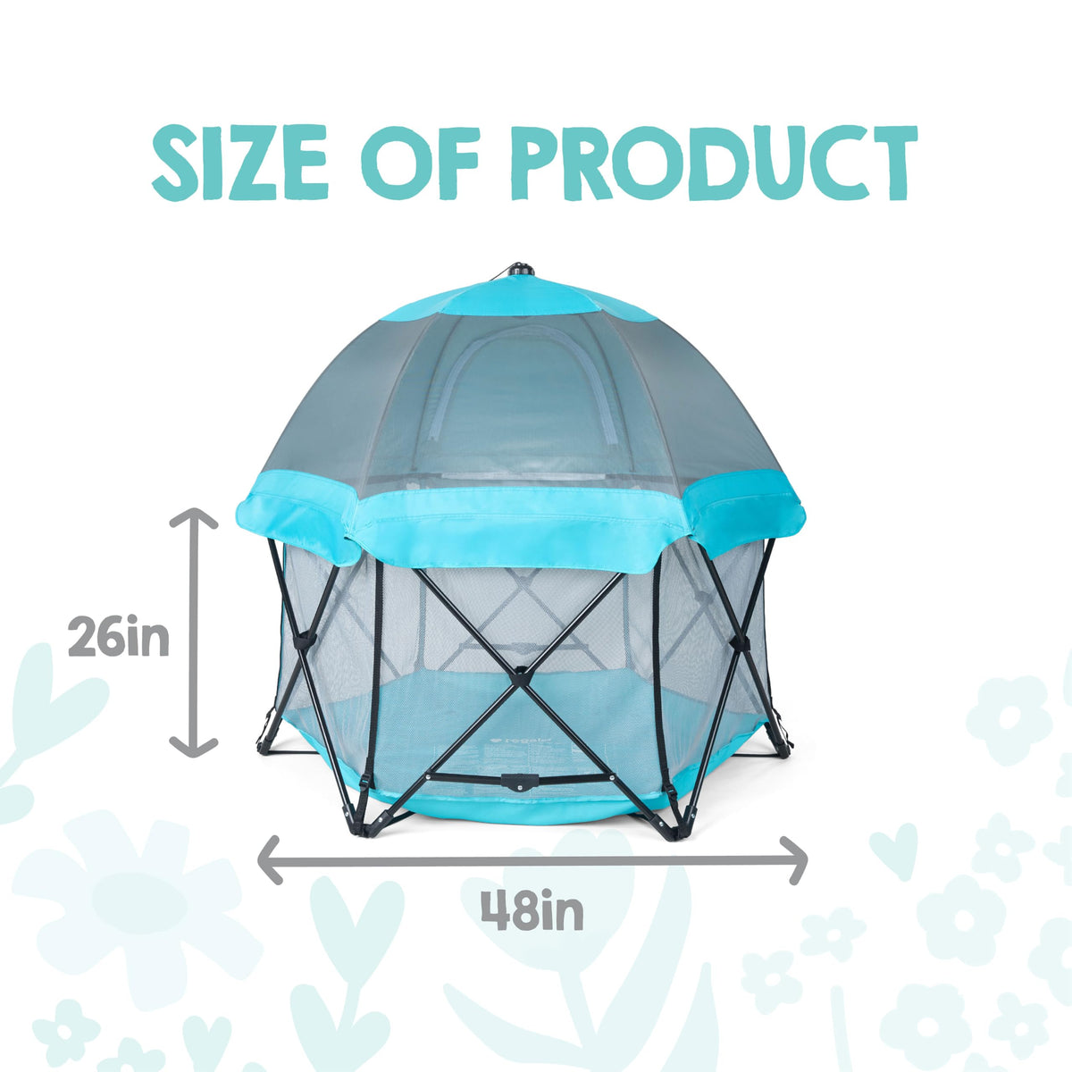 Regalo Safety My Play Deluxe Baby Playpen & Portable Play Yard with Canopy, Foldable 6-Panel Indoor Outdoor Playpen for Babies & Toddlers, Mesh Sides, Washable Nylon Bottom, 48", Aqua/Black