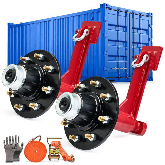 2 Pack Shipping Container Wheels Kit- 8 Lug Wheels, Heavy Duty Shipping Container Accessories, Shipping Container Axles with 2 Ratchet Tie Downs for Moving 20-40ft Shipping Container,8800 Lbs Capacity