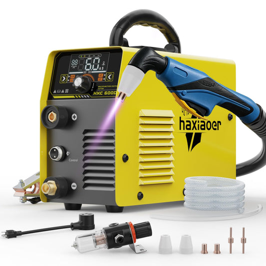 60A Plasma Cutter,110V/220V Dual Voltage High Frequency Contact Arc Cutting Machine,45-60PSI,LED Display,Portable Industrial Metal Cutter for Steel Aluminum Copper DIY & Fabrication