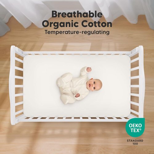 KeaBabies Organic Crib Sheets - 2-Pack Fitted Jersey Cotton for Baby Beds | Soft, Breathable & Cute Prints (Cove)
