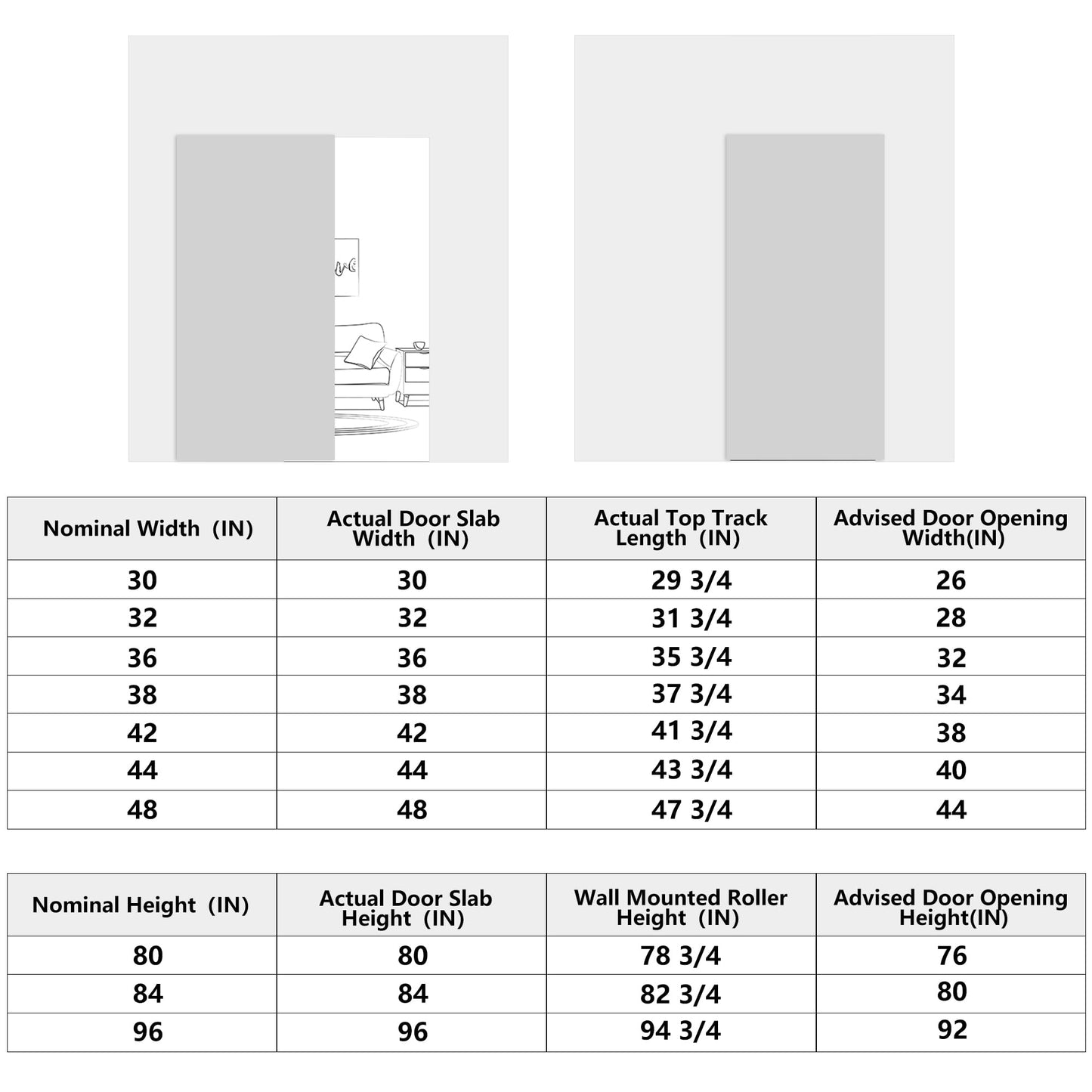 JUBEST 42"x84" Concealed Sliding Barn Door with Horizontal Groove and Soft Close Hardware Kit, White Flush Hidden Door for Opening 38"-40"x80", Waterproof and Smooth Sliding, for Interior Using
