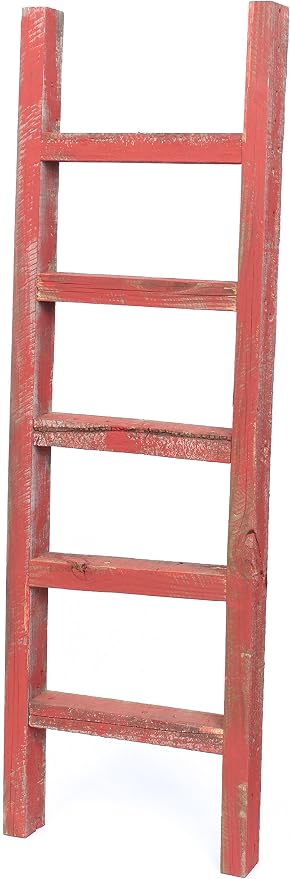 BARNWOODUSA Rustic Decorative Ladder - 100% Upcycled Wood (48" x 12" x 1.5", Rustic Red)