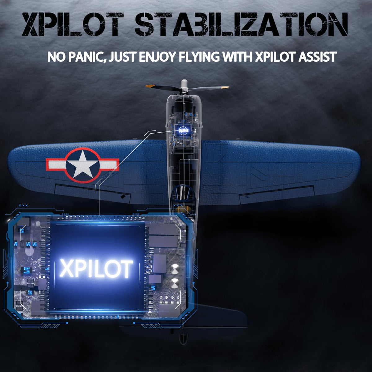 Volantexrc Brushless RC Planes, 4 Channel F4U Corsair RTF RC Airplane Fighter, 6-Axis Gyro wiih 3 Flight Modes, One-Key Aerobatic, Wingspan 500mm Fuselage 396mm, with 3 Batteries, Ideal Park Flyer
