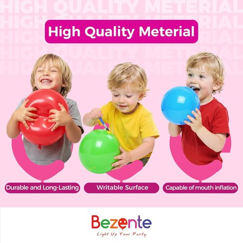 Bezente Metallic Red Latex Party Balloons - 100 Pack | 12-Inch Chrome Red Helium Balloons for Celebrations