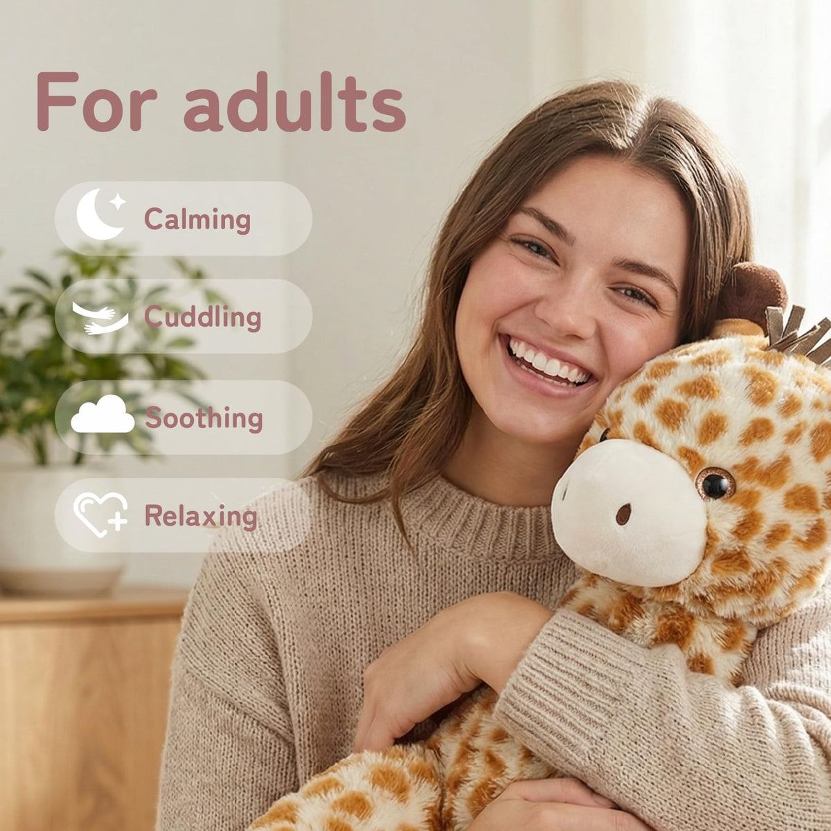 Niuniu Daddy Weighted Giraffe Stuffed Animal for Kids & Adults, 20 Inch 3.3lb Large Plush Toy with Soft Fur, Weighted Plushies Pillow for Sensory Calm, Huggable Gift for Everyday Comfort