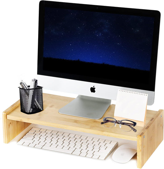 2 15.8 inch KINLINK Solid Wood Monitor Stand Riser, Monitor Riser with Adjustable Height, Computer Riser for Computer