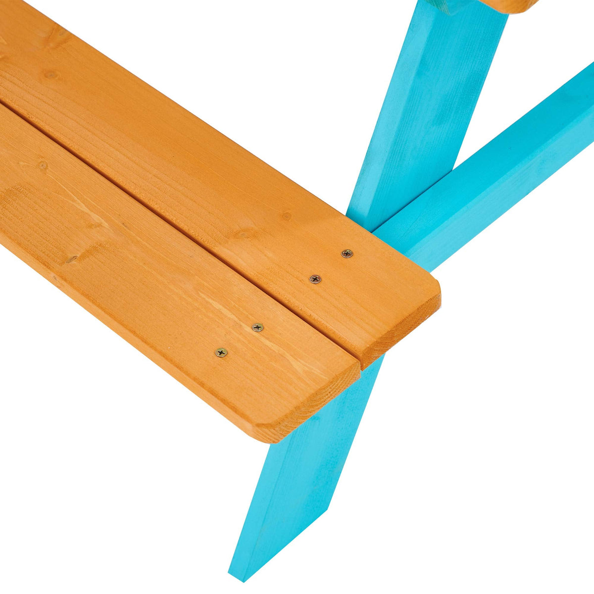 Teamson Kids - Wooden Outdoor Child Children Kids Picnic Table & Chair Bench Set - Brown/Aqua