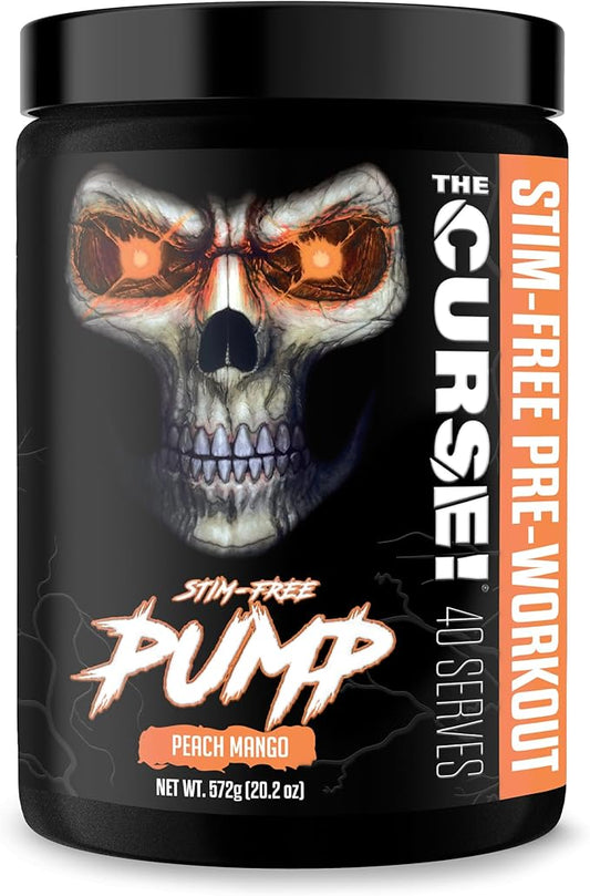 JNX SPORTS The Curse! Pump ??Stim-Free Pre-Workout | Peach Mango 40 Serves | Caffeine-Free Pump Pre Workout, Non-Stim Nitric Oxide Preworkout for Men & Women
