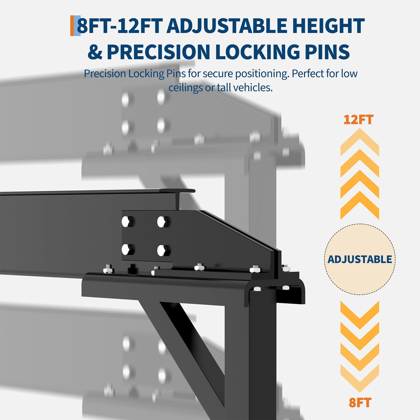 Adjustable Gantry Crane 2 Ton (4400 LBS) with Manual Trolley, Hook and Sling Strap, 12 Locking Positions (97" to 141") with Triangle Base, Portable I-Beam Hoist for Factory, Warehouse, Auto Repair