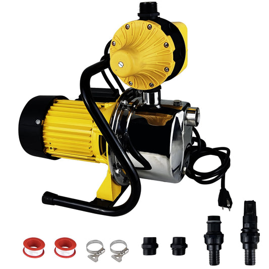 1HP House Water Pressure Booster Pump for Pool,110V Garden Water Transfer Pump with Control Switch for Yard Sprinkler,1080GPH Portable Shallow Well Jet Irrigation Pump for Lawn Shower Pond Draining