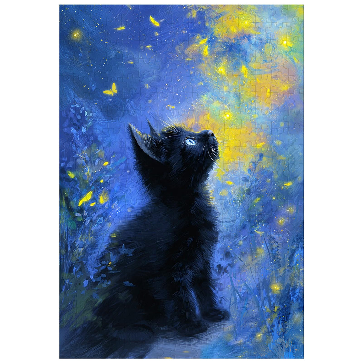 Great Jigsaw Puzzles for Adults 300 Pieces Starry Night Black Kitten Puzzles for Adults Toys Gift Family Decoration Kids Puzzle