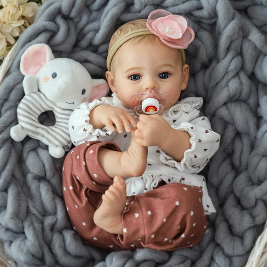 KSBD Reborn Baby Dolls - 18 Inch Realistic Baby Doll Girl, Real Life Baby Dolls with Cute Soft Vinyl Body, Real Baby Doll Newborn Lifelike Baby Gift with Accessories for 3+ Years Old Kids