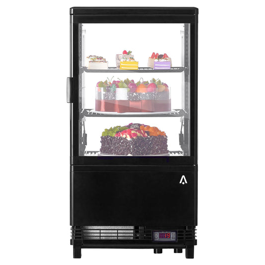 2.0 Cu.Ft. Countertop Refrigerated Display Case, Commercial Pastry Refrigerator with Led and Air-Cooling, Bakery, Cafes and Restaurants, Featuring Rear Sliding Door for Easy Access and Frost-Free