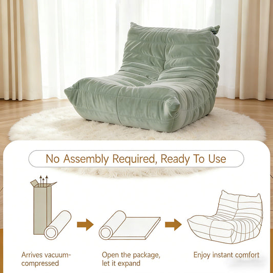 Bean Bag Chairs for Adults Premium Chenille Comfy Reading Chair Low Center of Gravity Lazy Sofa Lounger with Non-Slip Base for Living Room Bedroom Office Pale Green 51.18″