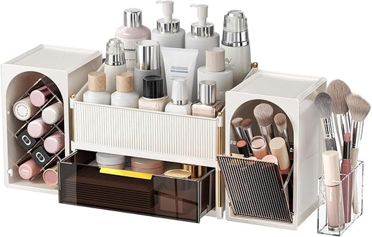 Modular Makeup Organizer, Clear Acrylic Cosmetic Storage Box with Drawer, Vanity Countertop Organizer for Makeup, Skincare and Beauty Accessories – Multiple Styles