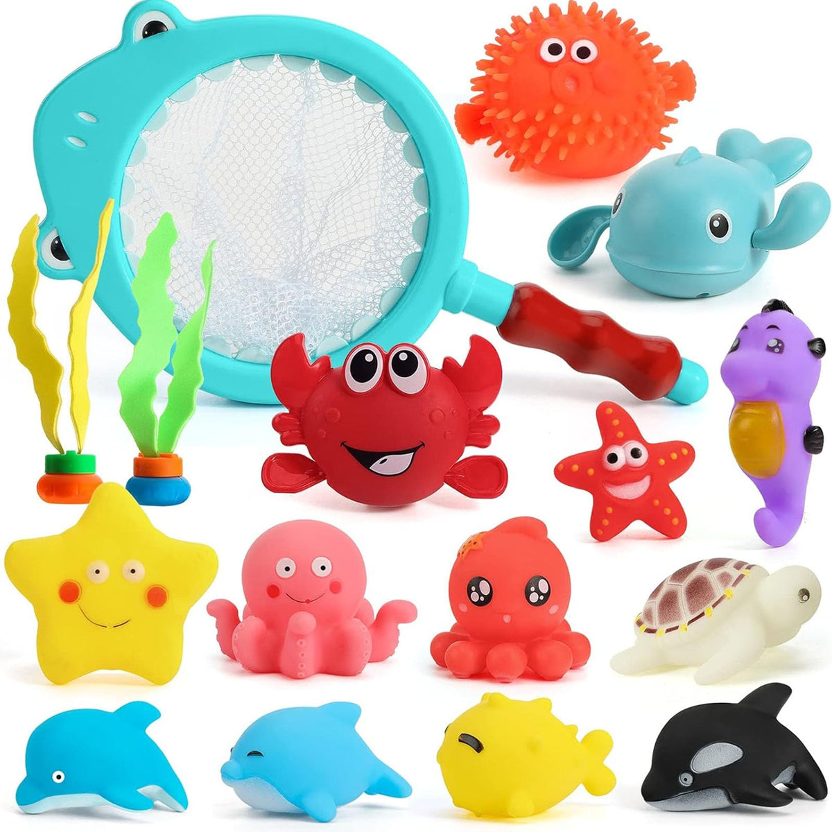 Shindel 16 PCS Baby Bath Toys, Floating Pool Toys for Kids Toddler Boys Girls