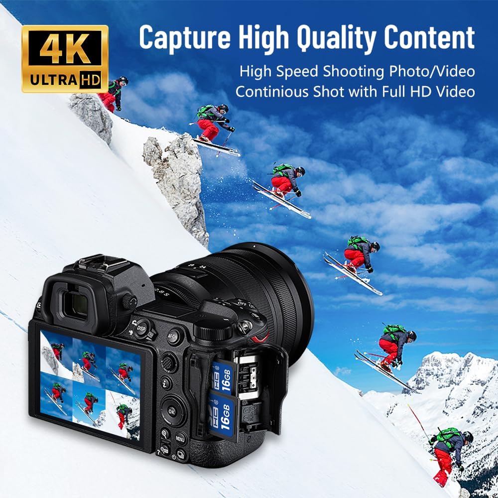 elecacc 16GB (3 Pack), C10 U1 10 4K SD Card SDHC UHS-I Memory Cards Class High-Speed Full HD Video Compatible