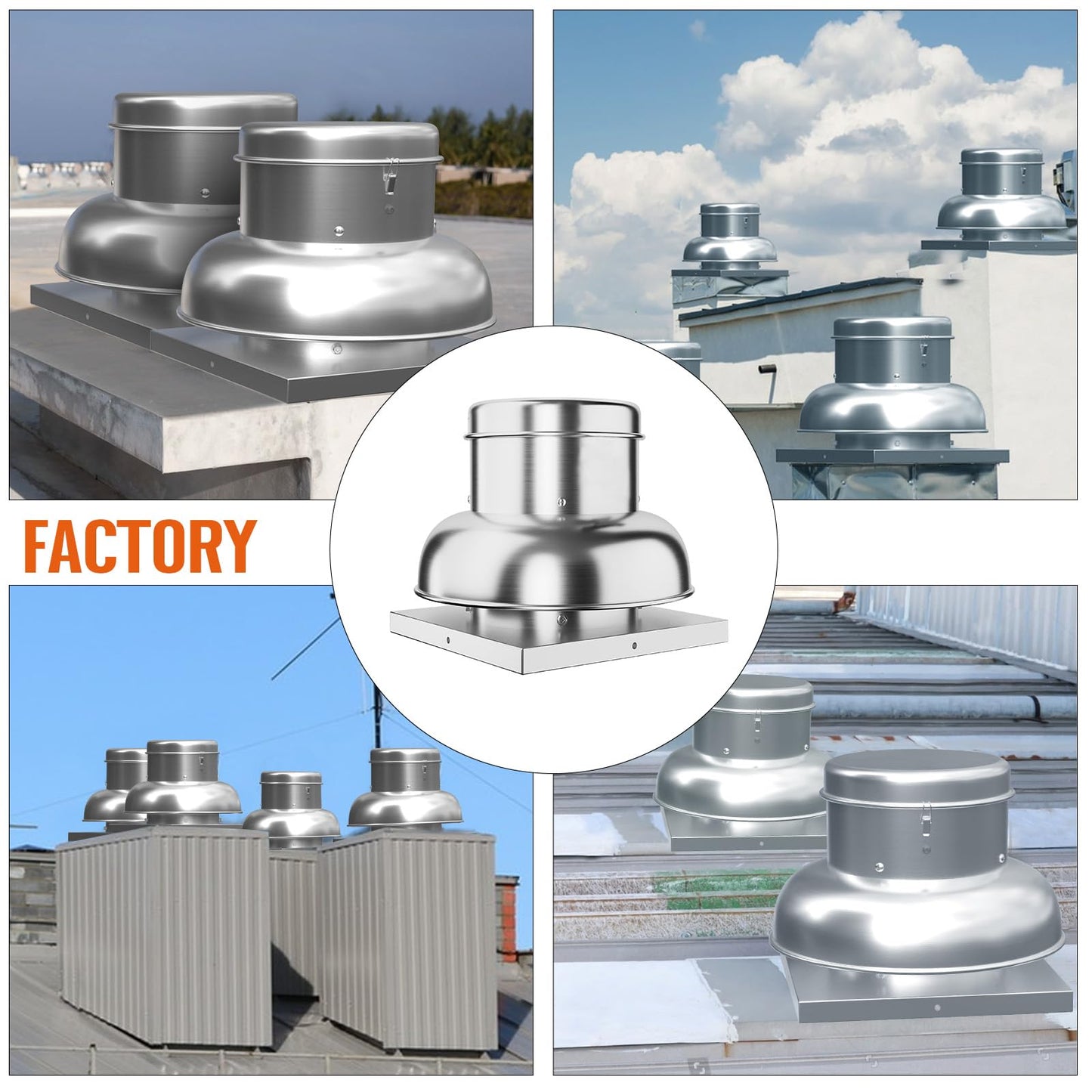 SierraSquad 1400 CFM Upblast Roof Exhaust Fan, Direct Drive Commercial Ventilation Fan with 24.05" Base for Restaurant, Warehouse, and Industrial Us
