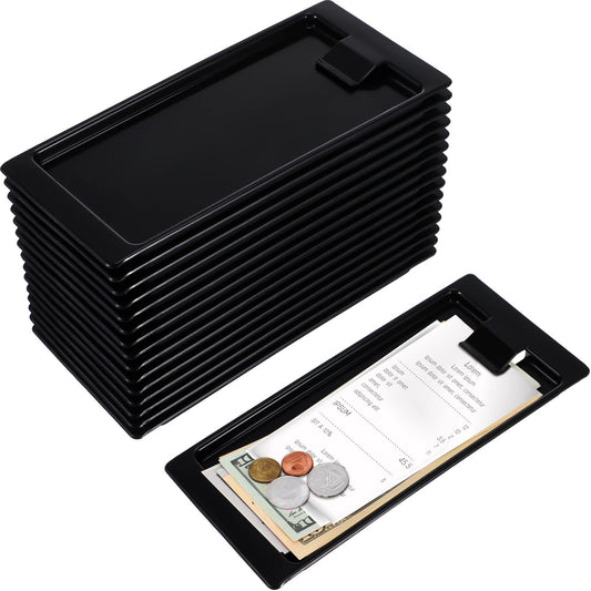 Black Check Holders, Check Presenters for Restaurants, Trays Guest, Tip Trays Waitress, Bill Holder Guest for Restaurants, Bars, Hotels(16 Pieces)