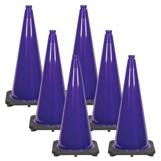 28" Purple Traffic Cones (6-Pack)