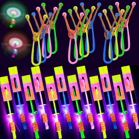 33 Sets Slingshot for Kids,Light Up Flying Toys,Glow In The Dark Party Supplies,Outdoor Games,Beach,Camping Essentials,Outside Toys,Valentines Day Gifts,Classroom Prizes,Party Favors for Kids 8-12 4-8