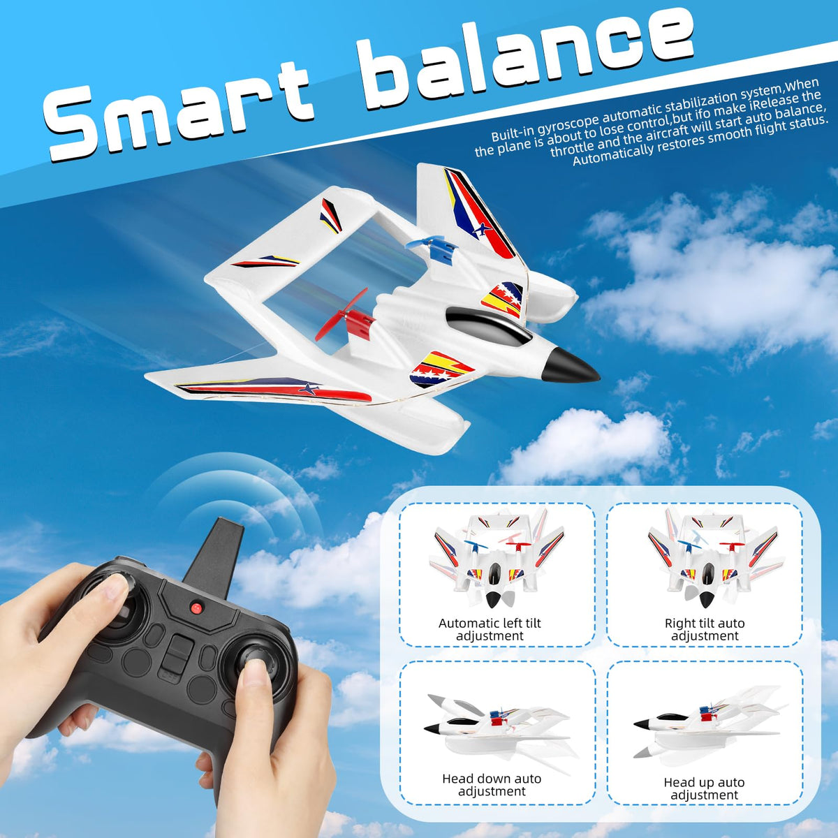 Kimmol RC Plane for Water Land & Air, Remote Control Plane, Sea Airplane R C, 2 Channel RC Airplane Amphibious Tri-Phibian Aircraft with 2 Batteries, 2.4GHz RTF A irplane Glider for Adult Beginner