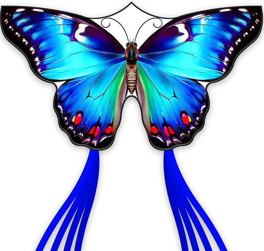 Beautiful Butterfly Kites for Boys and Girls,Large Easy to Flyer with String and Handle,Beach Kite for Family Outdoor Activities(Moonlight Butterfly)