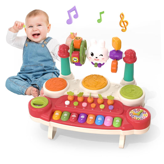 LESSETI 20 in 1 Baby Musical Toys - Interactive Piano Keyboard Drum Set for Infant 6 9 12 18 Months, Toddlers 1-3, Early Learning Development Educational Toy, Birthday Gift for Boys Girls 1 2 3 4