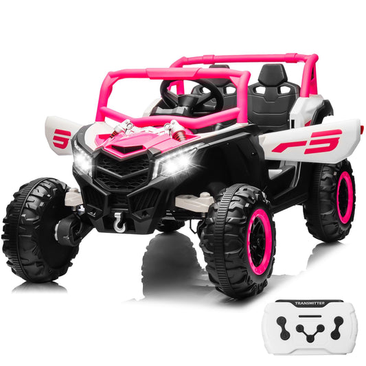 24V Ride On Car for Kids w/Remote Control, JOYRACER Battery Powered Off-Road UTV, 4x150W Motors,4 Shock Absorbers, 4.5 Mph Max Speed, Bluetooth, MP3, Lights, Electric Car for Big Kids