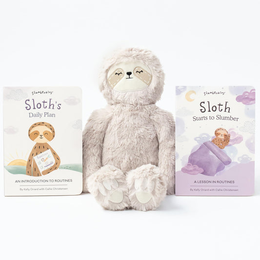 Slumberkins 14" Sloth Kin & 2 Board Books Complete Set Bundle | Promotes Routines, Relaxation & Coping Skills | Social Emotional Learning, Ages 0+ (Sloth Kin Plush + 2 Board Books)