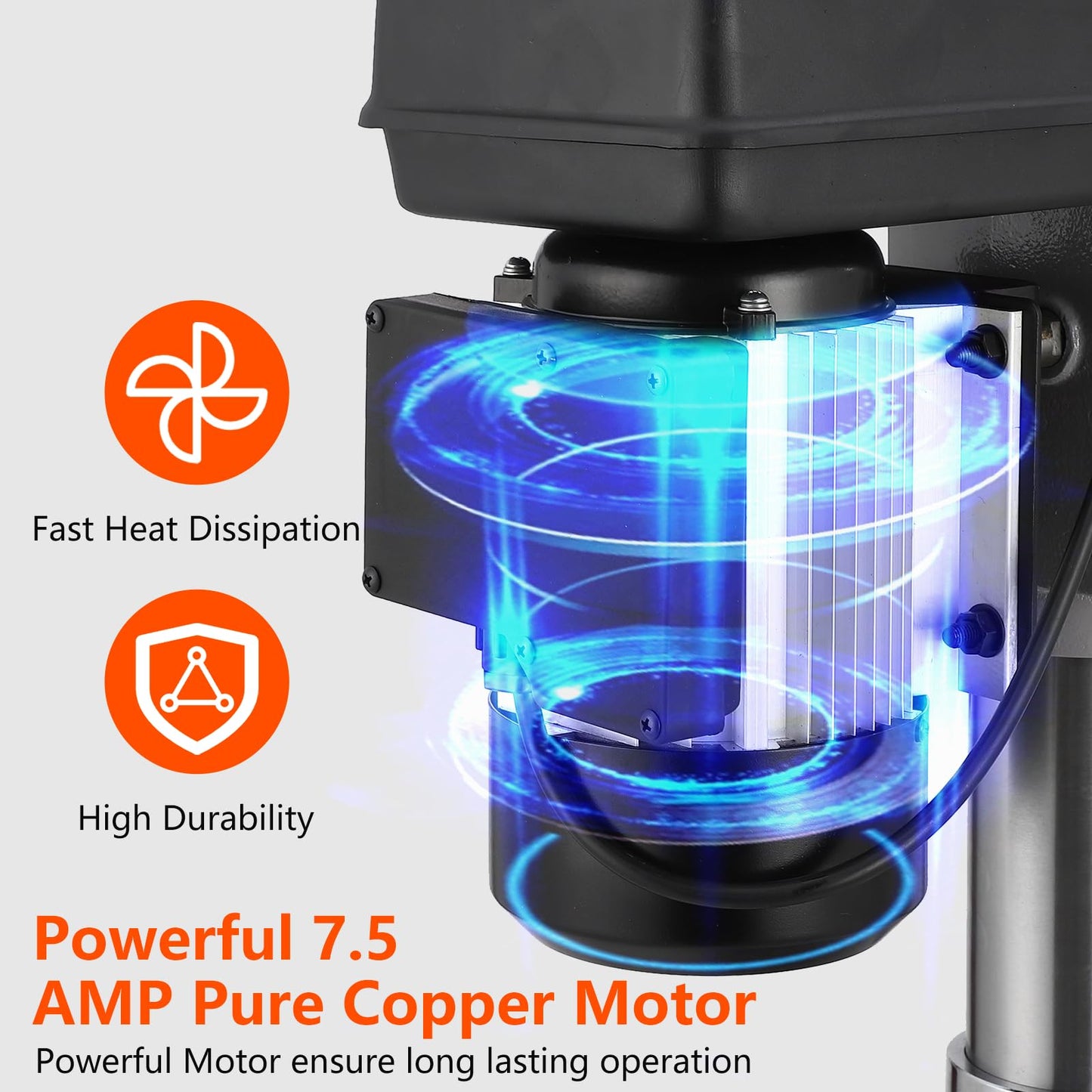 Garvee 15 in Floor Drill Press, 7.5 Amp 120V Pure Copper Motor, 288-3084 RPM Variable Speed Cast Iron Bench Drill Press, 0-45° Tilting Worktable, Tabletop Drilling Machine for Wood Metal
