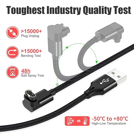 AGVEE 2 Pack 6.6ft Charger for Garmin Watch, L-Shape Charging Cable for Fenix, Forerunner, Vivoactive, Instinct, Venu, Tactix, Approach, D2, Quatix Series, Right Angle Braided, Black