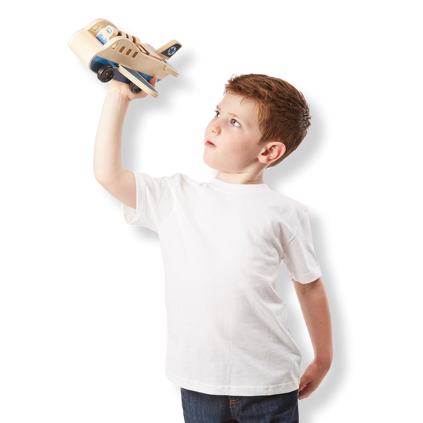 Melissa & Doug Wooden Airplane Play Set with 4 Play Figures and 4 Suitcases