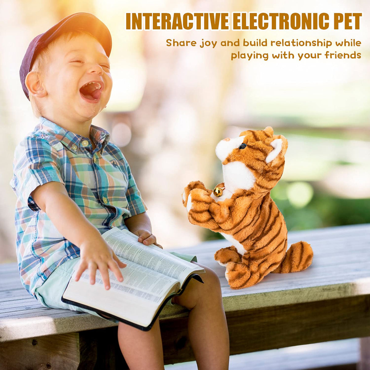 Smalody Interactive Electronic Plush Toy - Upgrade Robot Talking Cat Toys, Animals Sound Control Electronic Pet for Kids, Kitten Toys for Boys & Girls Kids(Yellow)