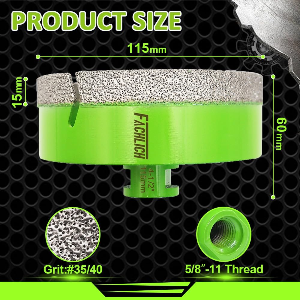 Tile Hole Saw Kit Diamond - (6/8/10/25/35/50/75/127mm Drill Bits+Finger Bit+Chamfer Bit+Adapter+Tile Blade) Diamond Hole Saw Kit for Porcelain Ceramic Marble Brick Granite,5/8"-11 Thread