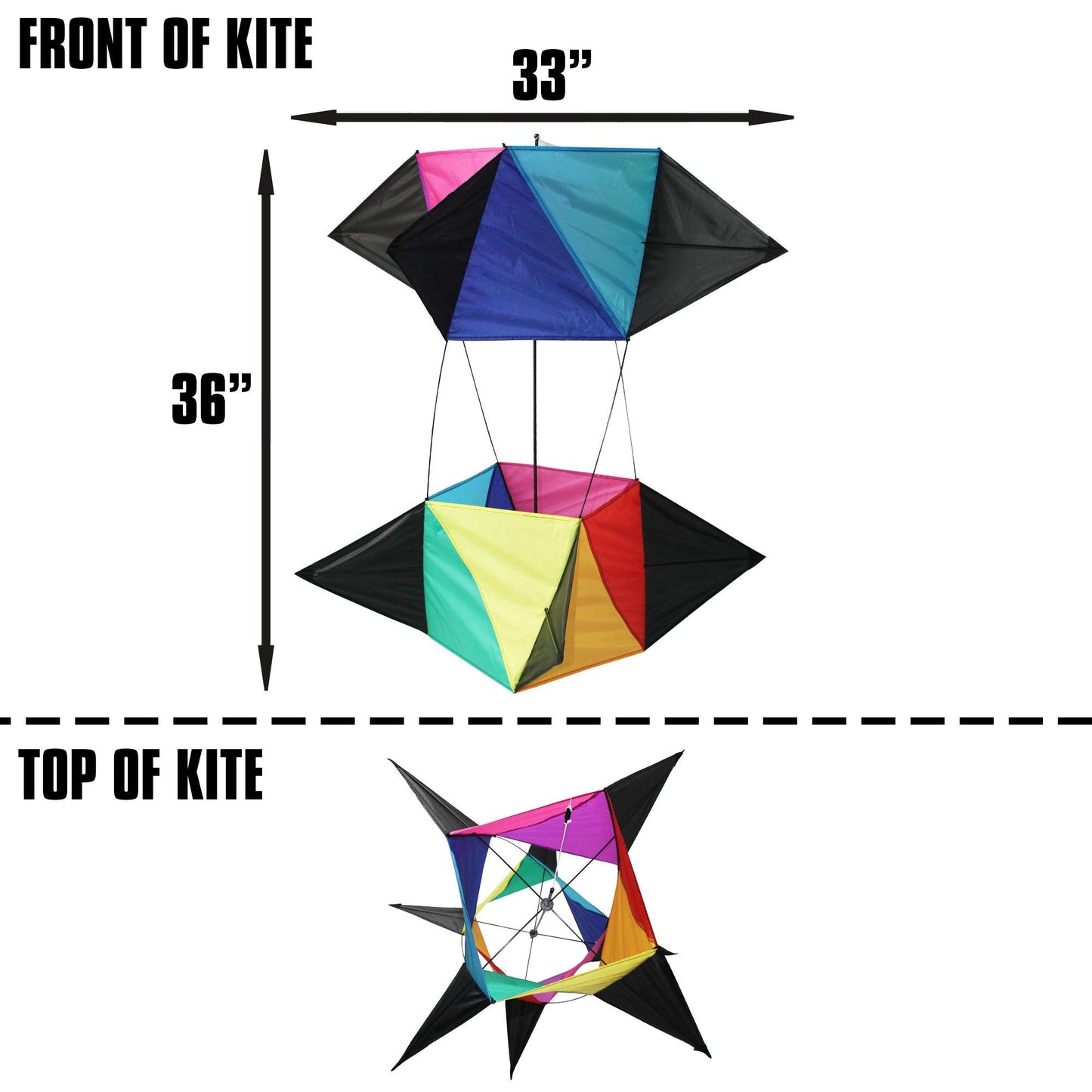 WindNSun Supersize Revolution Polyester Ripstop 3D RotoBox Spinning Kite, 36 inches