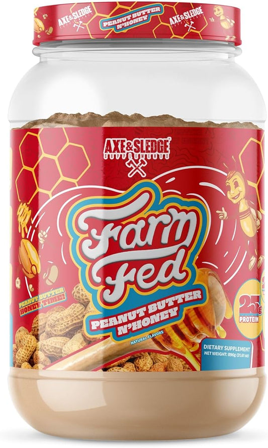 Axe & Sledge Farm Fed 100% Whey Protein Isolate | 25g Protein | Low Carb, Low Sugar, Gluten Free | Protein Powder for Men and Women | Keto | Made in The USA | 28 Servings, Peanut Butter N' Honey