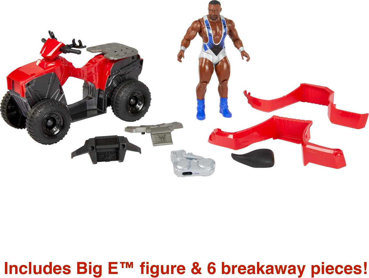 Mattel WWE Wrekkin' Slam & Spin ATV Vehicle & Action Figure Playset with Toy 4-Wheeler & Big E 6-inch Collectible, Launching Action & Breakaway Parts