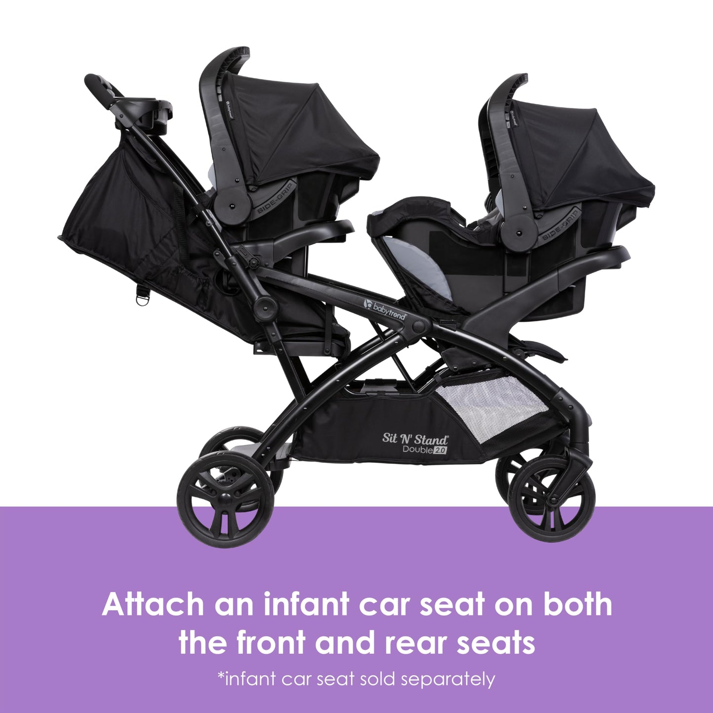 Baby Trend Sit N' Stand® Double 2.0 Stroller, Dash Black