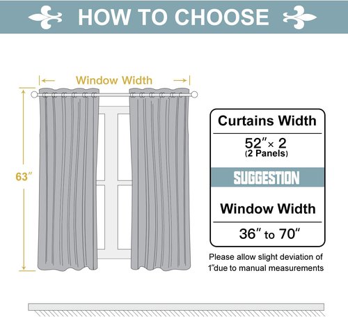 ChrisDowa Blackout Curtains - Thermal Insulated Room Darkening Panels, Stone Blue, 52 x 63 Inch - 2 Set