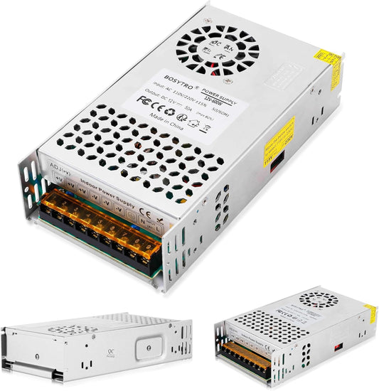 BOSYTRO 12V 50A 600W AC110V/220V 12 DC Switching Power Supply, Universal Regulated Switching (SMPS), Volt Power Supply