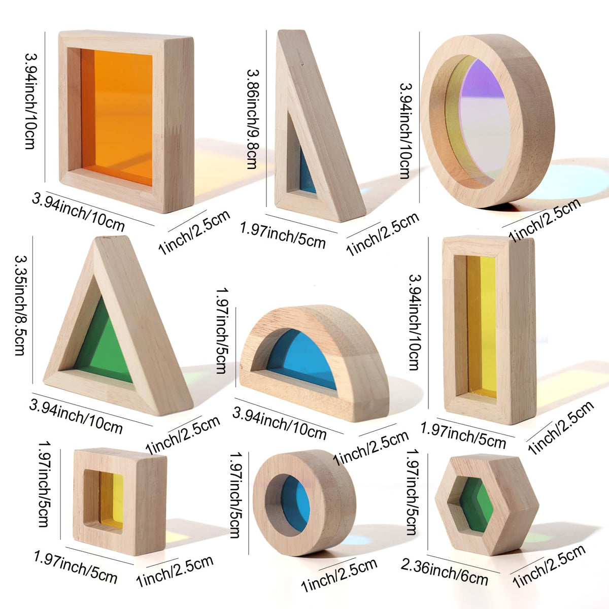 Dinhon 32-Piece Acrylic Rainbow Building Blocks Set for Kids - Colorful Stacking Blocks, Educational Toddler Puzzles, Preschool Learning Toys, Gifts for Ages 1 2 3 4 5 Boys and Girls