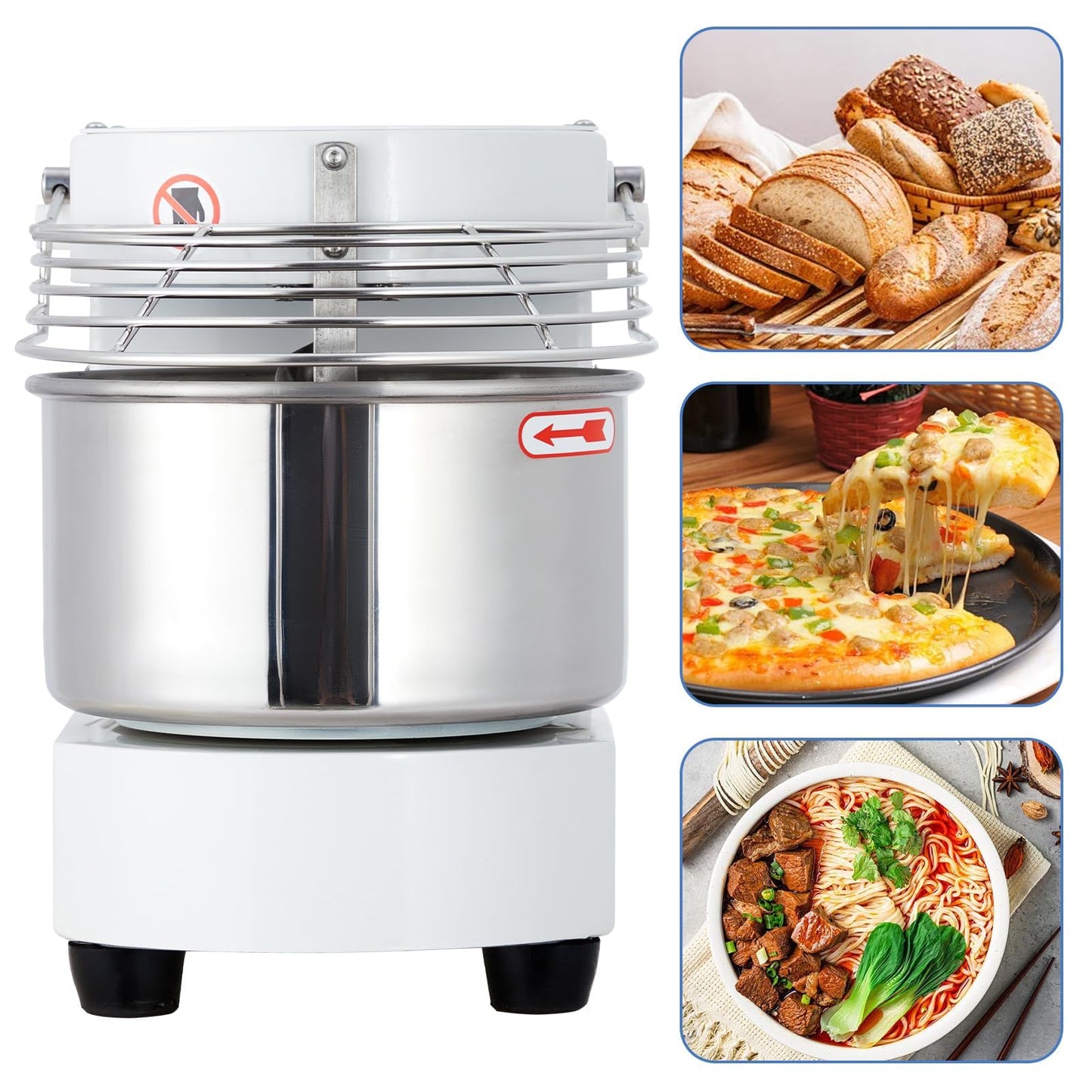 EliteEdge 10.5 Qt Commercial Food Mixer | 650W Dual-Rotation Dough Kneading Machine with Touchscreen Timer | Stainless Steel Bowl & Safety Shield for Bakeries & Restaurants